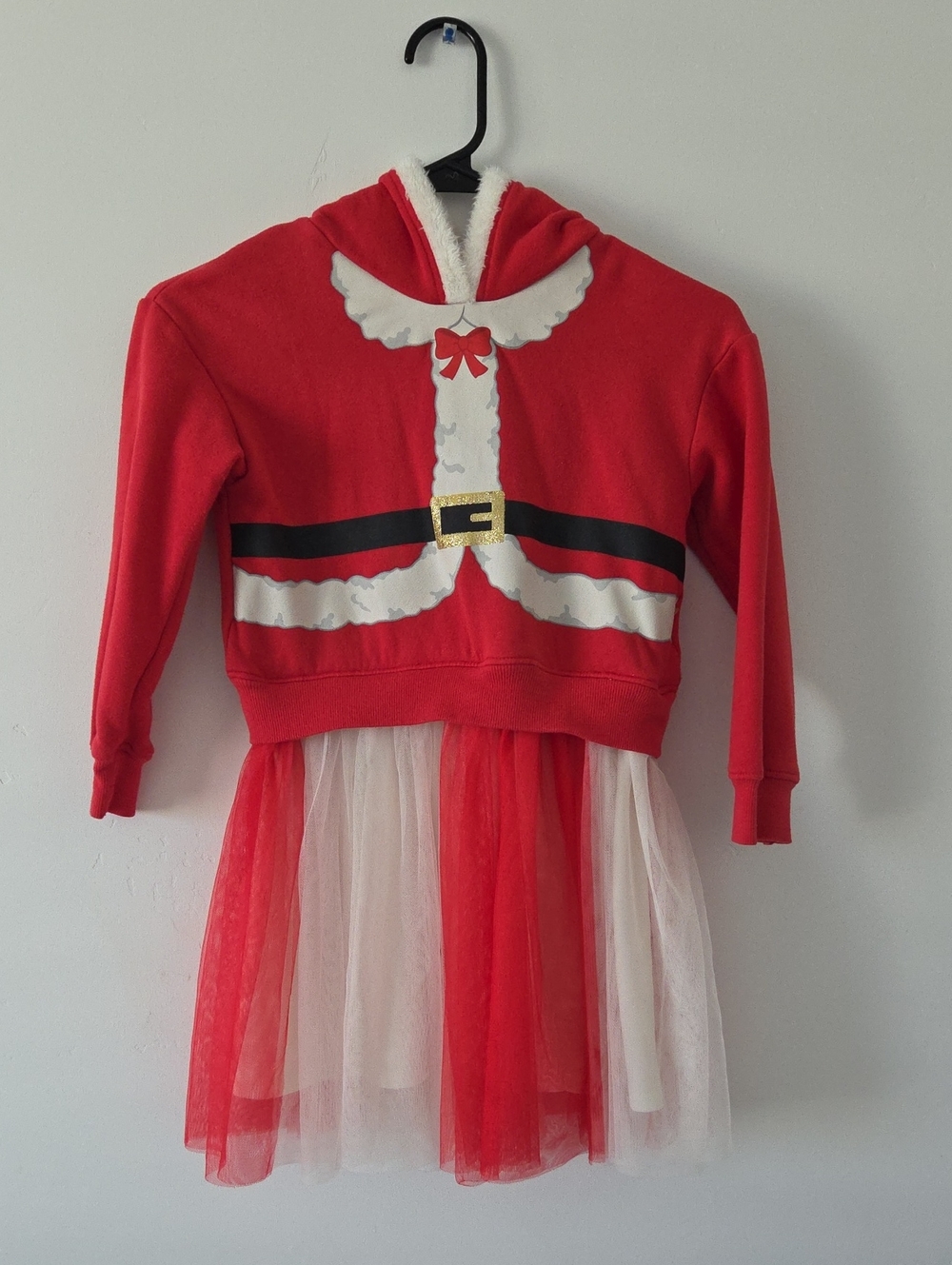 Well Worn Red and White Santa Hoodie Tulle Dress